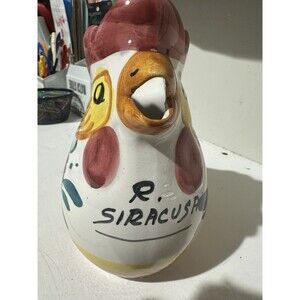 Cottage Core Farm House 6 “ Handpainted rooster Pitcher Made In Italy